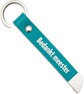 Leren sleutelhanger - bedankt meester- meester cadeautje- cadeau voor meester - sleutelhangers - kleur groen