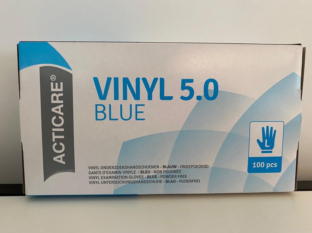 Acticare Blauwe Vinyl Voedingsgeschikte Onderzoekshandschoenen - 1000 stuks