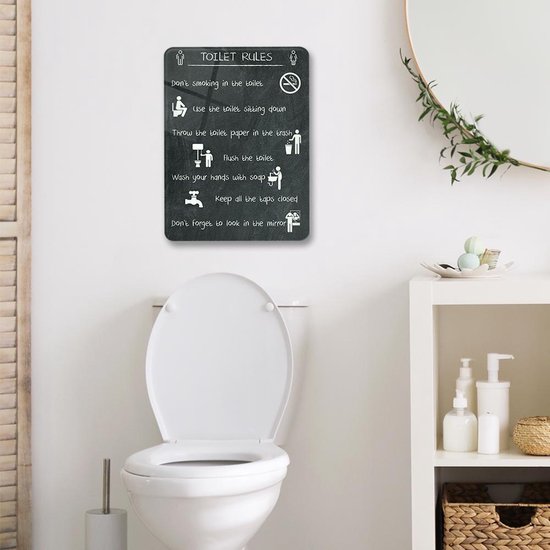 Toilet Rules Tempered Glazen Wandbord 30cm x 40cm | bol