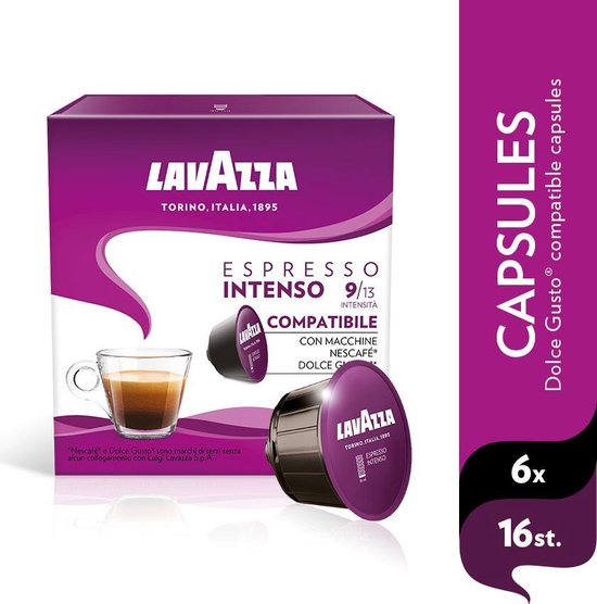 Lavazza Espresso Intenso Capsules - Geschikt voor Dolce Gusto Apparaat - 6 x 16 stuks