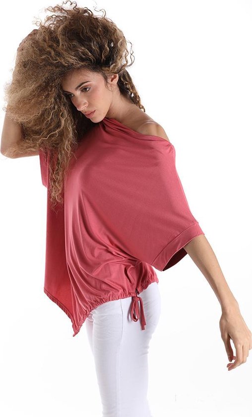 T-shirt asymétrique en coton à manches courtes Corail Vêtements italiens Taille L/XL