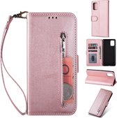 Luxe Telefoonhoesje voor Samsung Galaxy A51 | Hoogwaardig Leren Bookcase | Lederen Wallet Case | Pasjeshouder | Portemonnee | Rits | Roze