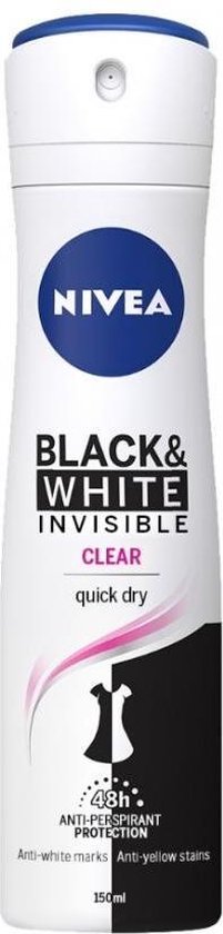 NIVEA Invisible For Black & White Clear - 3 x 150 ml - voordeelverpakking - Deororant Spray - NIVEA
