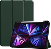 Hoes Geschikt voor iPad Pro 2021 (11 inch) Hoes Book Case Hoesje Trifold Cover Met Uitsparing Geschikt voor Apple Pencil - Hoesje Geschikt voor iPad Pro 11 inch (2021) Hoesje Bookcase - Groen