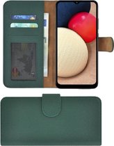 Hoesje Samsung Galaxy A02s - Bookcase - Samsung A02s Hoesje Book Case Portemonnee Wallet Echt Leer Groen Cover