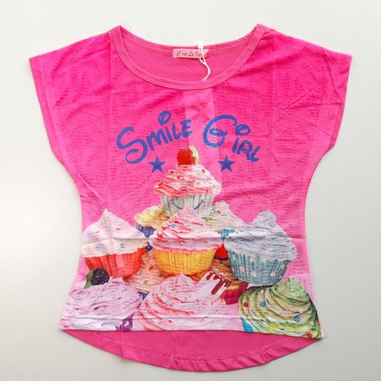 T-shirt fille chemise vêtements enfant cupcake rose taille 140/146