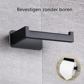 Moderne Toiletrolhouder Zonder Boren - WC Rolhouder - Zwart - Zelfklevend - Met 3M Plakstrip - RVS - Roestvrijstaal