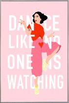 JUNIQE - Poster met kunststof lijst Dance Like -20x30 /Rood & Roze