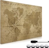 Tableau magnétique Navaris - Tableau magnétique pour écrire - Tableau mémo 60 x 40 cm - Avec aimants et marqueur - Pour Navaris au mur - Carte du vieux monde