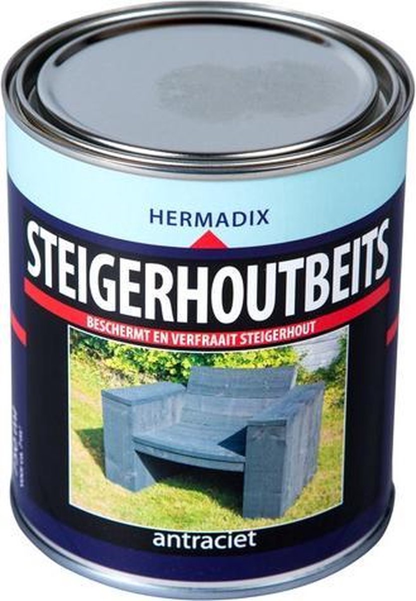 Hermadix Steigerhoutbeits - 0,75 liter - Antraciet – foto 6