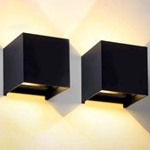 Wandlamp voor Binnen en Buiten  Buitenlamp  LED Buitenverlichting   Zwart  2 PACK