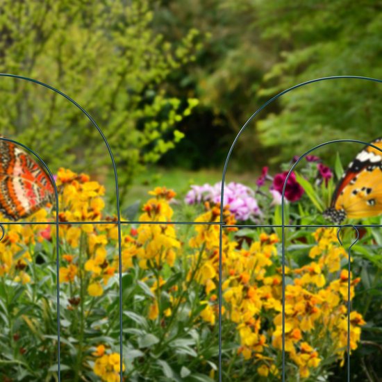 relaxdays clôture de lit 20 pièces - clôture décorative - bordure de bordure - haute - vert - métal - clôture de jardin