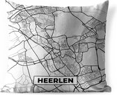 Buitenkussen Weerbestendig - Stadskaart - Heerlen - Grijs - Wit - 50x50 cm - Plattegrond