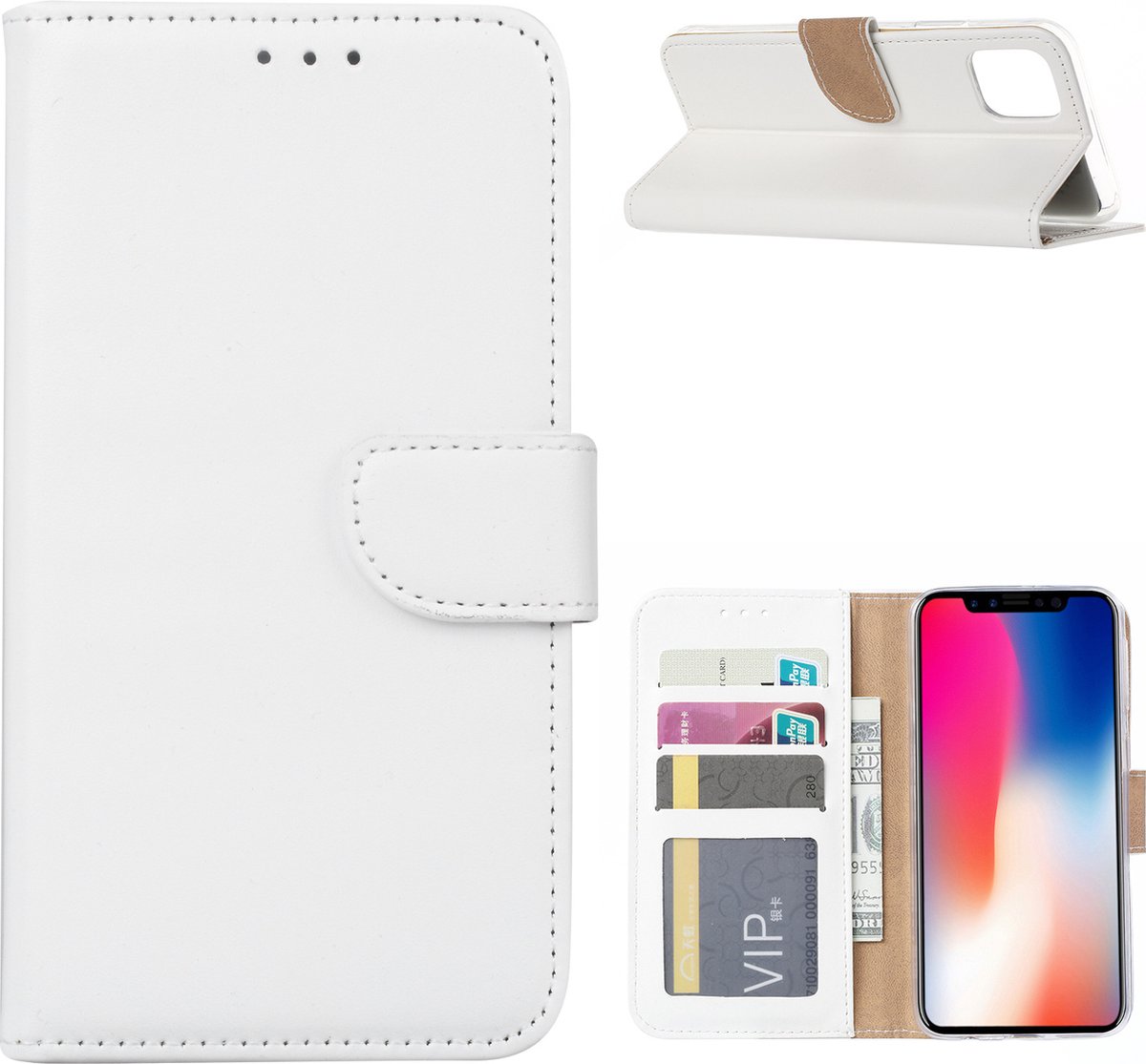 Ntech hoesje Geschikt voor iPhone 11 Portemonnee / Booktype hoesje - Wit