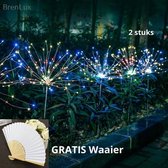 ✿BrenLux® Tuinlantaarn op zonne-energie - Solar lichtjes – Multi color Solar 2 stuks - Tuinverlichting – GRATIS waaier - Tuindecoratie - Waterproof verlichting verschillende lichtstanden 2 st