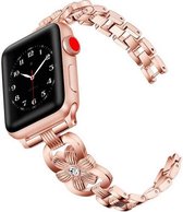 Geschikt voor Apple Watch bandje 38 / 40 / 41 mm - Series 1 2 3 4 5 6 7 SE - Smartwatch iWatch horloge band - 38mm 40mm 41mm - Fungus - RVS metaal - Rosegoud - Bloem