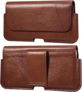 Universele koe lederen horizontale mobiele telefoon lederen tas heuptas voor 6.1 inch en lager telefoons (bruin)