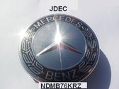 Set van 4 OEM Naafdoppen Mercedes - wielnaafdoppen zilver - krans zwart - 75mm - originele pasvorm - a klasse - b klasse - c klasse - e klasse