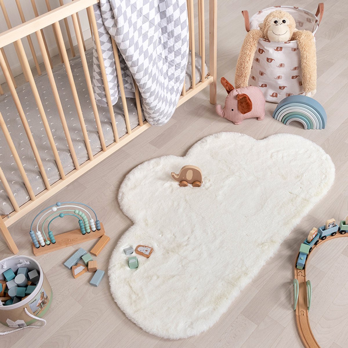 Little Olly Kindervloerkleed - Huggy Wolk Wit - 70x115cm