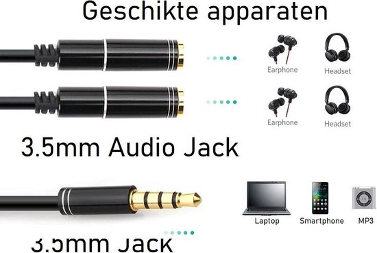 Jack Audio Splitter 3.5 mm Jack - Audio Splitter Headset of Koptelefoon - Aux Splitter