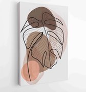 Botanical wall art vector set. Earth tone boho foliage line art drawing with abstract shape 4 - Moderne schilderijen – Vertical – 1894296091 - 80*60 Vertical