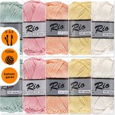 Lammy yarns Rio katoen garen pakket - lieve pastel kleuren - 10 bollen