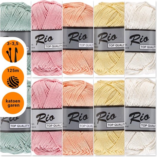 Integratie Mm annuleren Lammy yarns Rio katoen garen pakket - lieve pastel kleuren - 10 bollen |  bol.com