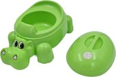 Plaspotje met deksel - Babypotje - Toilettrainers - Nijlpaard - Groen - 37.8 x 22.3 x 17cm