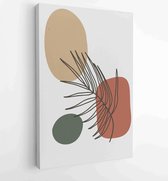 Botanical wall art vector set. Earth tone boho foliage line art drawing with abstract shape. 4 - Moderne schilderijen – Vertical – 1866300550 - 80*60 Vertical
