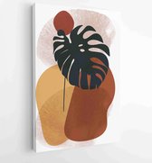 Botanical wall art vector background set. Foliage line art drawing with watercolor 4 - Moderne schilderijen – Vertical – 1904693023 - 50*40 Vertical