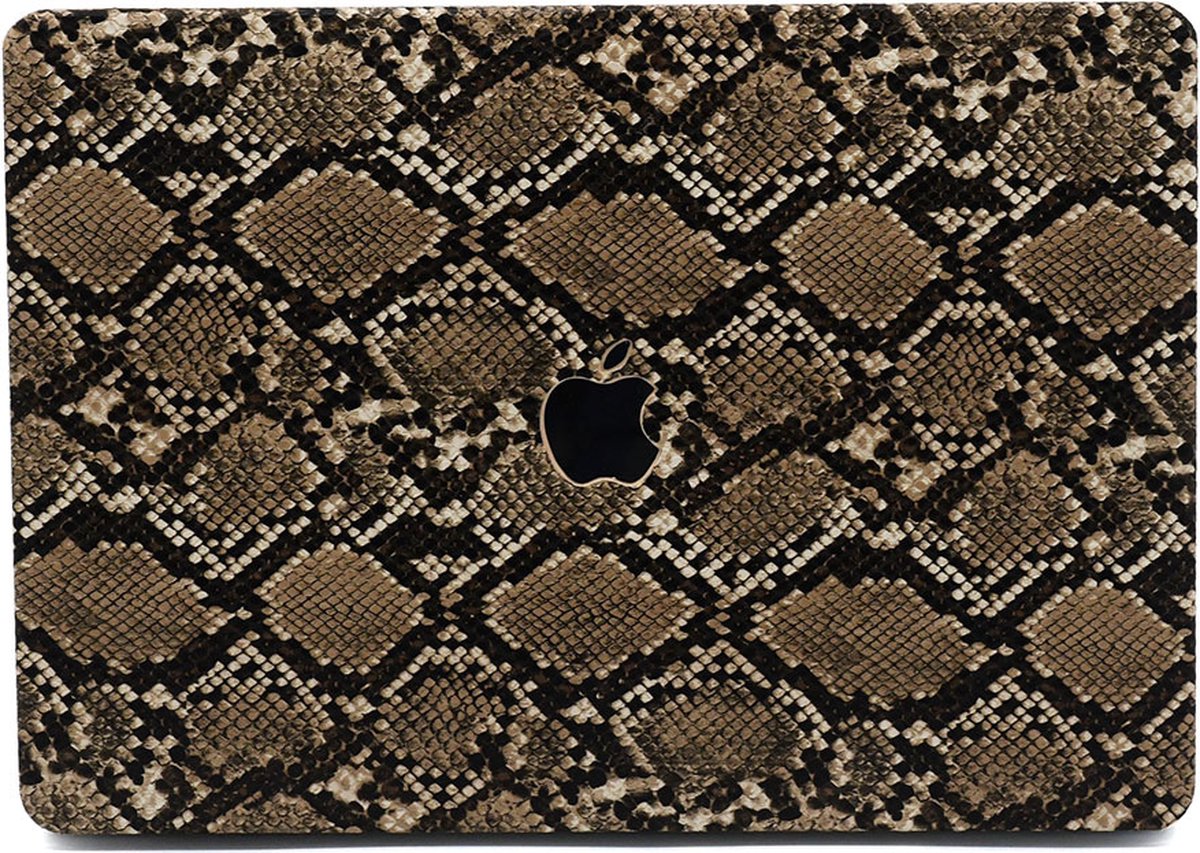 Lunso Geschikt voor MacBook Air 13 inch (2018-2019) cover hoes - case - Snake Pattern Brown