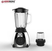 Herzberg: 2 in 1 Krachtige Blender - Grinder - Zilver - 700W - 1,7L - 5 Snelheden + Pulse Mode