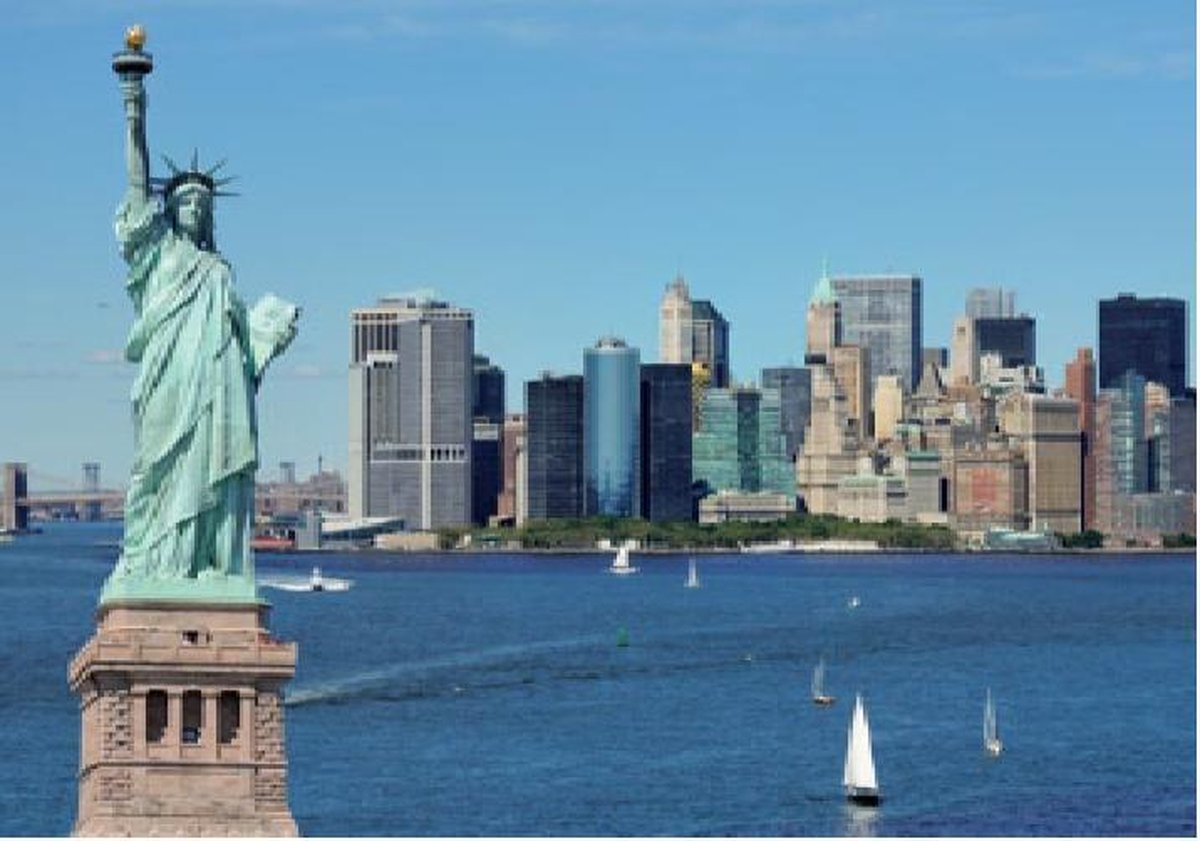 Linea Hogar Poster - Zelfklevende Liberty New York - 140 X 200 Cm - Wit