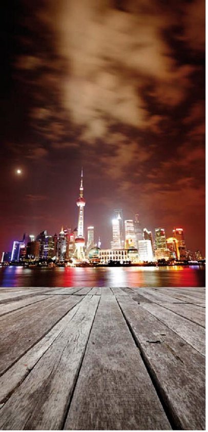 1x affiche de porte adhésive Shanghai | 90x200 cm | Affiche
