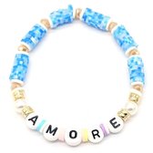 Armband Dames - Amore - Kralen - Elastisch Bandje - Blauw