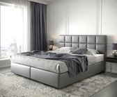 Boxspringbed Dream-Fine kunstleder grijs 180x200 met matras en topper