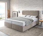 Bed Dream-Well Beige 160x200 cm Microvezel stof met matras en topper boxspring-bed