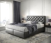 Boxspringbed Dream-Great kunstleder zwart 160x200 met matras en topper