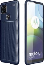 Motorola Moto G9 Power Hoesje - Mobigear - Racing Serie - TPU Backcover - Blauw - Hoesje Geschikt Voor Motorola Moto G9 Power