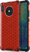 Huawei Mate 30 Hoesje - Mobigear - Honeycomb Serie - Hard Kunststof Backcover - Rood - Hoesje Geschikt Voor Huawei Mate 30