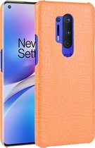 OnePlus 8 Pro Hoesje - Mobigear - Krokodil Serie - Hard Kunststof Backcover - Oranje - Hoesje Geschikt Voor OnePlus 8 Pro