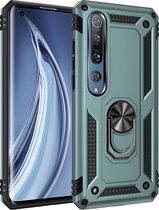 Xiaomi Mi 10 Pro Hoesje - Mobigear - Armor Ring Serie - Hard Kunststof Backcover - Groen - Hoesje Geschikt Voor Xiaomi Mi 10 Pro