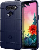 LG K50s Hoesje - Mobigear - Rugged Shield Serie - TPU Backcover - Blauw - Hoesje Geschikt Voor LG K50s