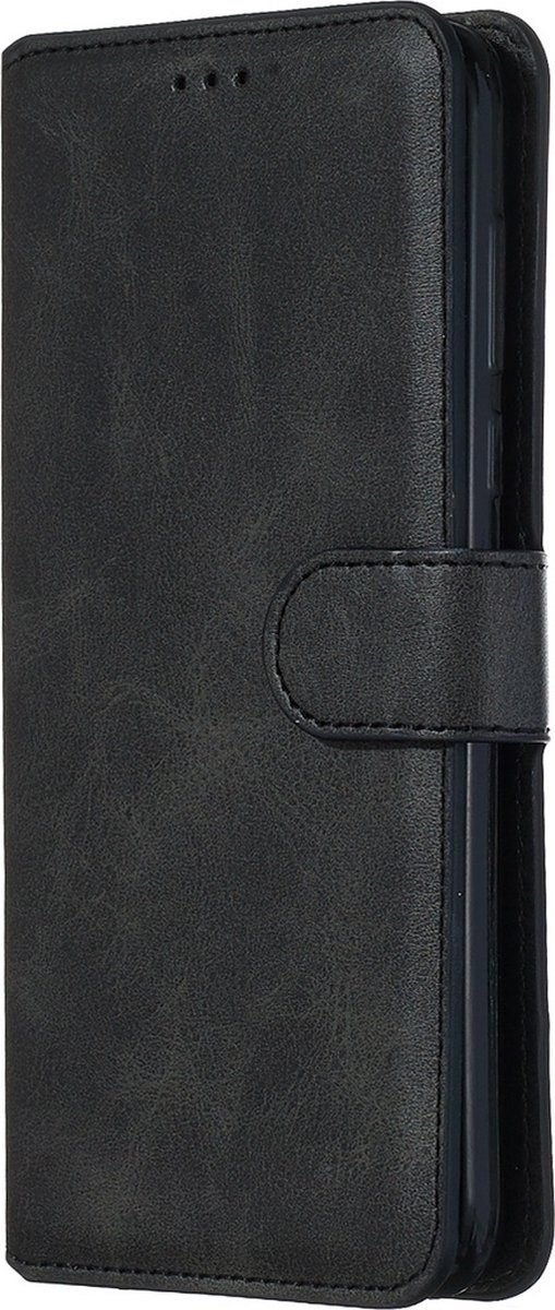 Mobigear Telefoonhoesje geschikt voor Motorola Moto G8 Plus Hoesje | Mobigear Wallet Bookcase Portemonnee | Pasjeshouder voor 2 Pasjes | Telefoonhoesje voor Pinpas / OV Kaart / Rijbewijs - Zwart