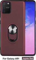 Samsung Galaxy S10 Lite Hoesje - Mobigear - Armor Ring Serie - Hard Kunststof Backcover - Rood - Hoesje Geschikt Voor Samsung Galaxy S10 Lite