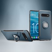 Samsung Galaxy S10 Hoesje - Mobigear - Armor Ring Serie - Hard Kunststof Backcover - Marineblauw - Hoesje Geschikt Voor Samsung Galaxy S10