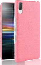 Sony Xperia L3 Hoesje - Mobigear - Croco Serie - Hard Kunststof Backcover - Roze - Hoesje Geschikt Voor Sony Xperia L3