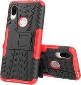 Xiaomi Redmi 7 Hoesje - Mobigear - Tire Serie - Hard Kunststof Backcover - Zwart / Rood - Hoesje Geschikt Voor Xiaomi Redmi 7