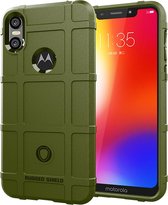 Mobigear Hoesje geschikt voor Motorola One Power Telefoonhoesje Flexibel TPU | Mobigear Rugged Shield Backcover Shockproof | Schokbestendig One Power Telefoonhoesje | Anti Shock Proof - Groen