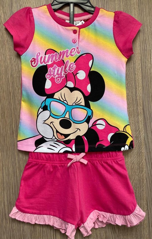 Disney Minnie Mouse short pyjama - kleur fuchsia - in geschenkendoos. Maat 110 cm / 5 jaar